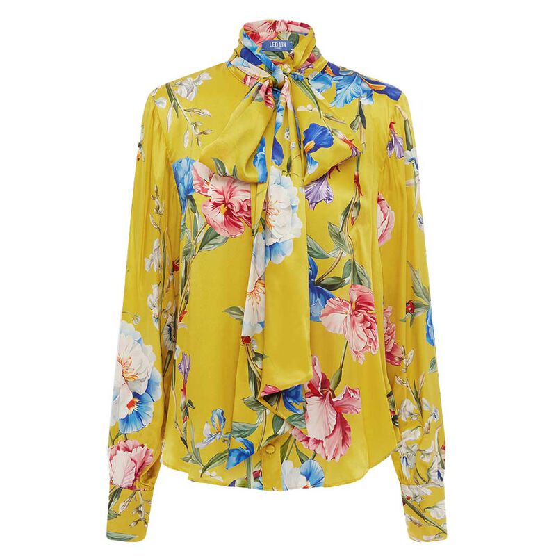 LEO LIN Freya Tie Neck Silk Blouse image number 2